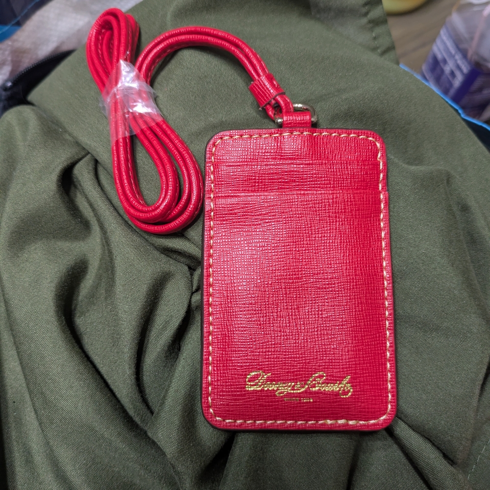 Dooney & Bourke Red Leather Lanyard Card Holder